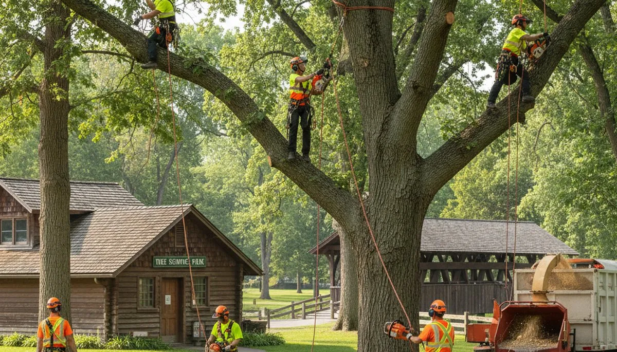 Fort Worth, TX tree service crew trimming trees for safe, professional property maintenance