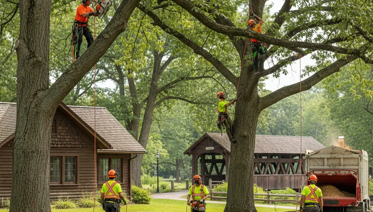 Tree service crew trimming trees in Fort Worth, TX for safe, professional property care